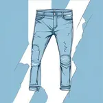 ripped, faded light blue jeans image